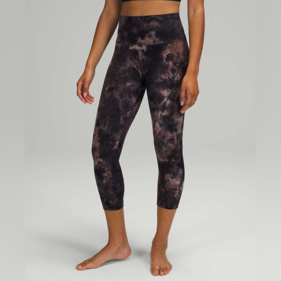 Lululemon Align Crop Leggings Diamond Dye Graphite Grey Pink Pastel 0 W6BDES - Picture 1 of 10